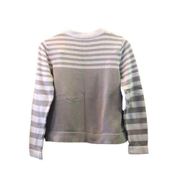 Per se Women’s Taupe Cream Sweater Size Large Long Striped Sleeves Size Large - Picture 8 of 8